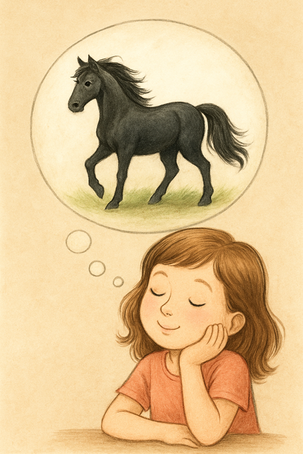 Child imagining a pony