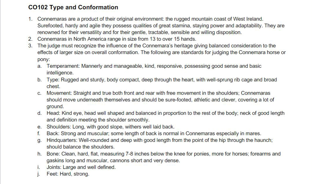 USEF Rule Book 2025 on Connemara type